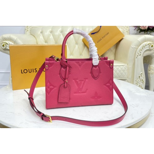Louis Vuitton M45660 OnTheGo PM tote Bag in Freesia Pink Monogram Empreinte leather Louis Vuitton M45660 OnTheGo PM tote Bag in Freesia Pink Monogram Empreinte leather