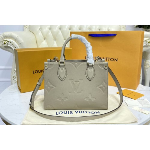 Louis Vuitton M45660 OnTheGo PM tote bag in Beige Monogram Empreinte Leather Louis Vuitton M45660 OnTheGo PM tote bag in Beige Monogram Empreinte Leather
