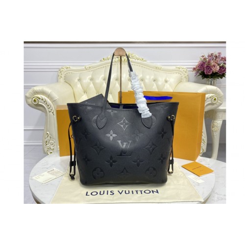 Louis Vuitton M45685 Neverfull MM tote Bag in Black Monogram Empreinte Leather