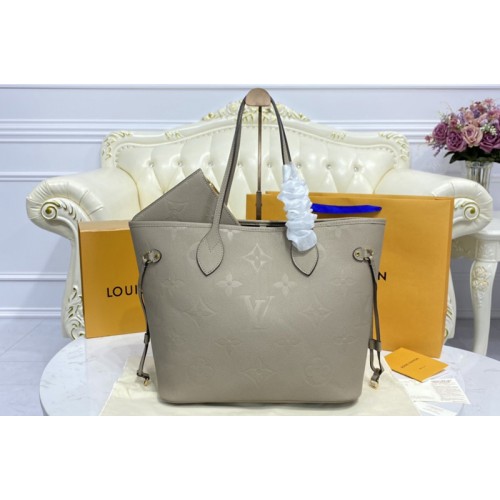 Louis Vuitton M45686 Neverfull MM tote Bag in Gray Monogram Empreinte Leather Louis Vuitton M45686 Neverfull MM tote Bag in Gray Monogram Empreinte Leather