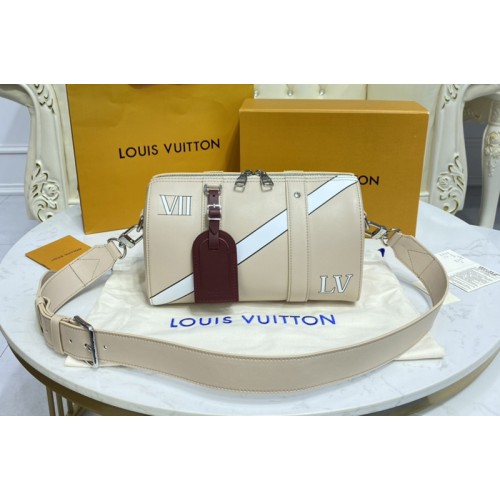 Louis Vuitton M45757 City Keepall Bag in Beige Calf Leather Louis Vuitton M45757 City Keepall Bag in Beige Calf Leather