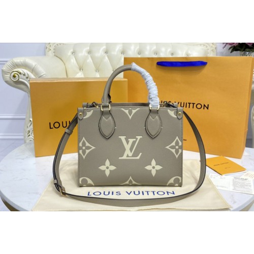 Louis Vuitton M45779 OnTheGo PM tote bag in Beige Cream Monogram Empreinte Leather