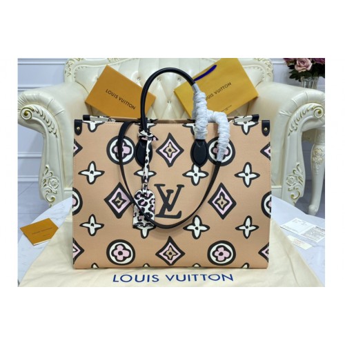 Louis Vuitton M45814 Onthego GM Bag in Arizona Beige Monogram coated canvas Louis Vuitton M45814 Onthego GM Bag in Arizona Beige Monogram coated canvas