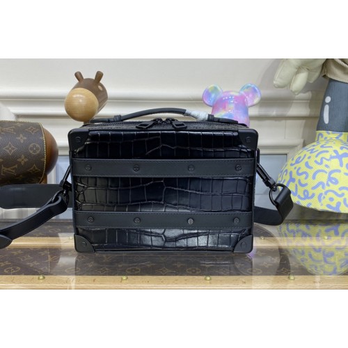 Louis Vuitton N80242 Handle Trunk bag in Croco Matte Black Crocodilian leather