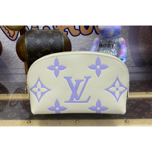 Louis Vuitton M45951 Cosmetic Pouch PM in White Purple Monogram Empreinte cowhide leather Louis Vuitton M45951 Cosmetic Pouch PM in White Purple Monogram Empreinte cowhide leather