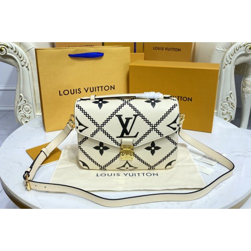 Louis Vuitton M46028 Pochette Metis handbag in Black Beige Monogram Empreinte leather Louis Vuitton M46028 Pochette Metis handbag in Black Beige Monogram Empreinte leather