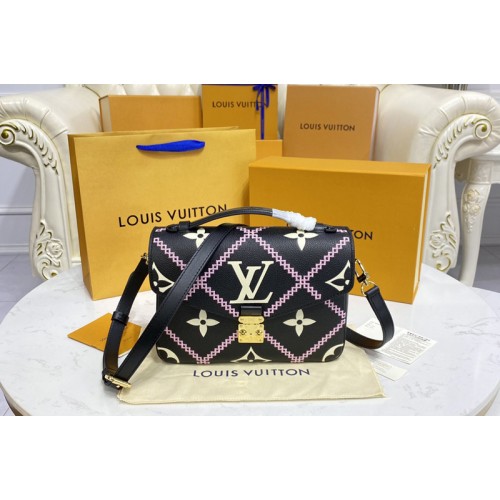 Louis Vuitton M46028 Pochette Metis handbag in Black Pink Beige Monogram Empreinte leather Louis Vuitton M46028 Pochette Metis handbag in Black Pink Beige Monogram Empreinte leather