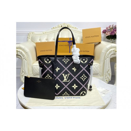 Louis Vuitton M46040 Neverfull tote Bag in Black Monogram Empreinte leather