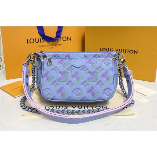 Louis Vuitton M46180 Multi Pochette Accessoires cross-body bag Blue embossed Monogram Empreinte leather Louis Vuitton M46180 Multi Pochette Accessoires cross-body bag Blue embossed Monogram Empreinte leather
