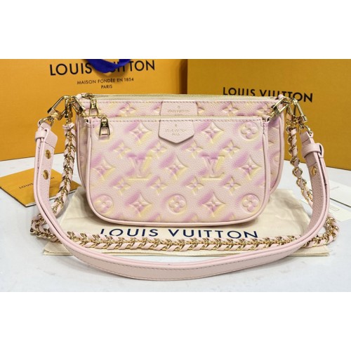 Louis Vuitton M46093 Multi Pochette Accessoires cross-body bag Pink embossed Monogram Empreinte leather