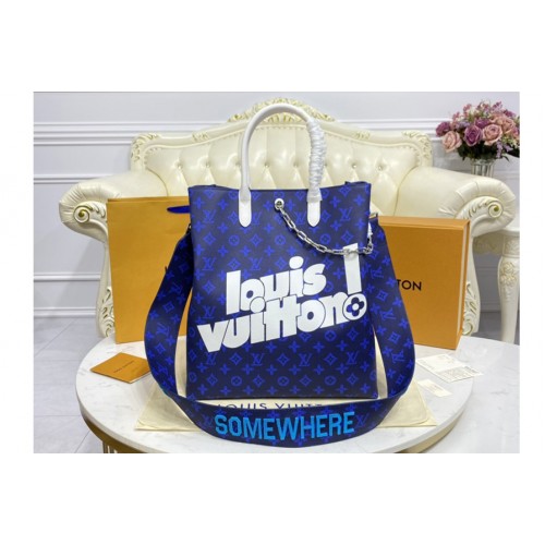 Louis Vuitton M46112 Carry it Bag in Blue Monogram Reverse Canvas Louis Vuitton M46112 Carry it Bag in Blue Monogram Reverse Canvas