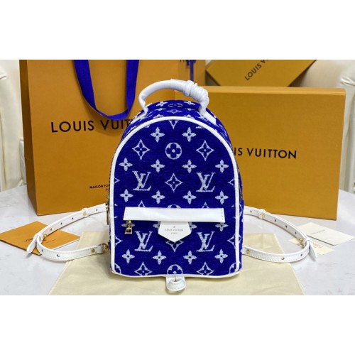Louis Vuitton M46207 Palm Springs Mini backpack in Blue Monogram velvet jacquard