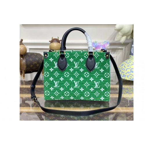 Louis Vuitton M46216 OnTheGo PM tote Bag in Green Monogram jacquard velvet Louis Vuitton M46216 OnTheGo PM tote Bag in Green Monogram jacquard velvet