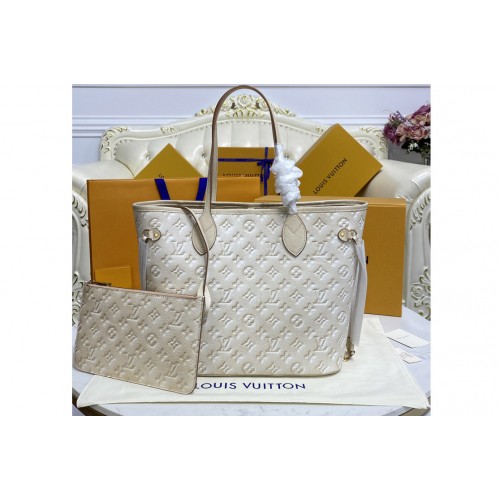 Louis Vuitton M46231 Neverfull MM Bag in Beige Monogram Empreinte leather Louis Vuitton M46231 Neverfull MM Bag in Beige Monogram Empreinte leather