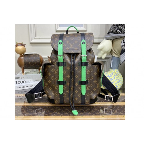 Louis Vuitton M46247 Christopher PM Backpack in Monogram Macassar coated canvas and Green cowhide leather Louis Vuitton M46247 Christopher PM Backpack in Monogram Macassar coated canvas and Green cowhide leather