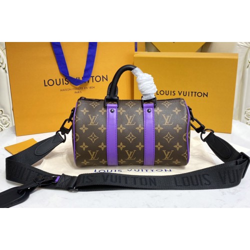 Louis Vuitton M46249 Keepall Bandouliere 25 Bag in Monogram Macassar canvas With Purple Louis Vuitton M46249 Keepall Bandouliere 25 Bag in Monogram Macassar canvas With Purple