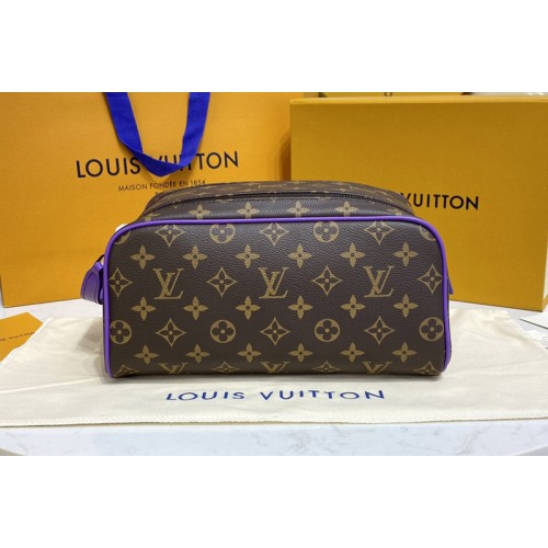 Louis Vuitton M46253 Dopp Kit Toilet Pouch in Monogram Macassar coated canvas With Purple Louis Vuitton M46253 Dopp Kit Toilet Pouch in Monogram Macassar coated canvas With Purple