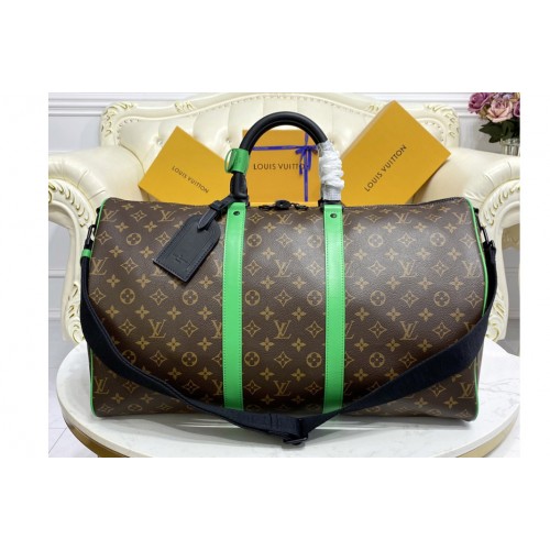 Louis Vuitton M46257 Keepall Bandoulière 50 travel bag in Monogram coated canvas With Green