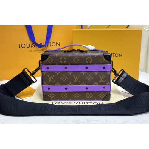 Louis Vuitton M46264 Handle Soft Trunk Bag in Monogram Macassar coated canvas and Purple cowhide leather