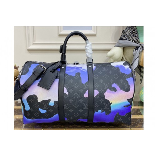 Louis Vuitton M46356 Keepall 45 Bag in Sunrise Monogram Eclipse coated canvas