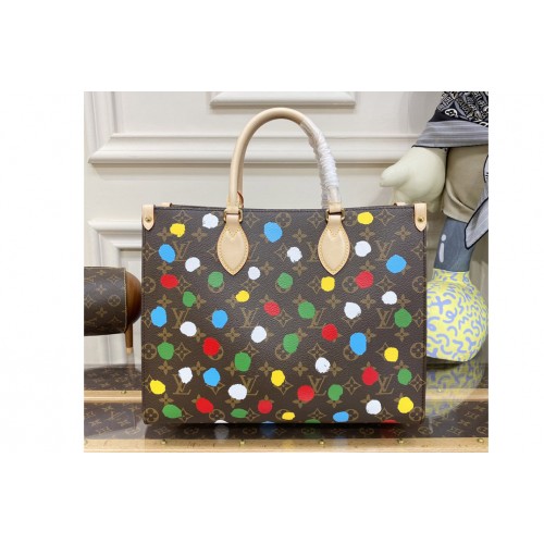 Louis Vuitton M46379 LVxYK OnTheGo MM Bag in Monogram coated canvas with 3D Painted Dots print