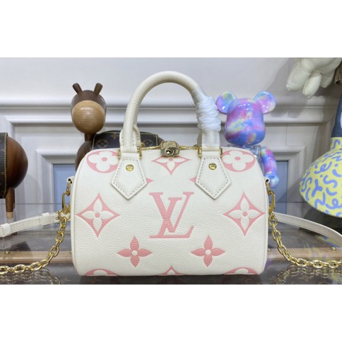 Louis Vuitton M46397 Speedy Bandoulière 20 handbag in Beige Pink Monogram Empreinte leather Louis Vuitton M46397 Speedy Bandoulière 20 handbag in Beige Pink Monogram Empreinte leather