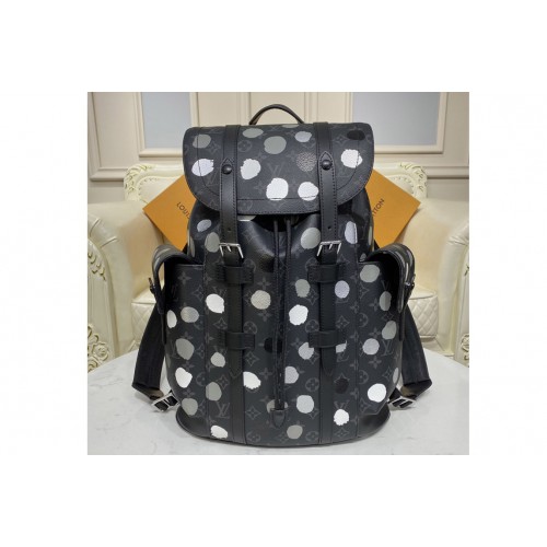 Louis Vuitton M46433 LVxYK Christopher MM backpack in Monogram Eclipse coated canvas with 3D Painted Dots print