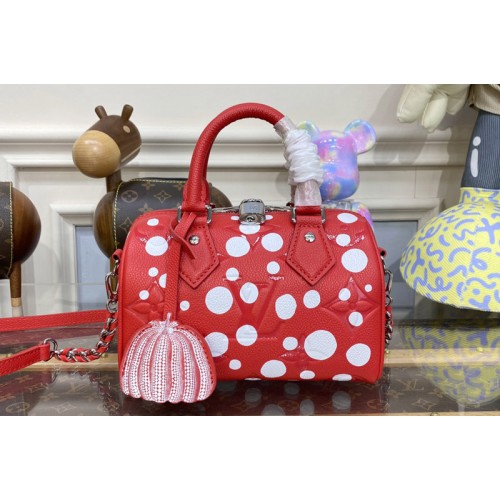Louis Vuitton M46411 LVxYK Speedy Bandouliere 20 Bag in Red and white Monogram Empreinte Leather with Infinity Dots print