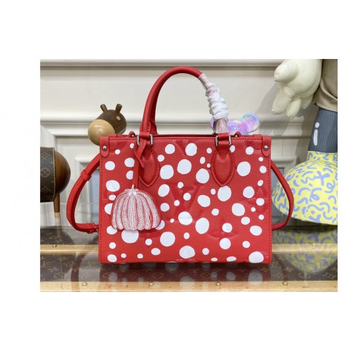 Louis Vuitton M46412 LVxYK OnTheGo PM Bag in Red and white Monogram Empreinte Leather with Infinity Dots print Louis Vuitton M46412 LVxYK OnTheGo PM Bag in Red and white Monogram Empreinte Leather with Infinity Dots print
