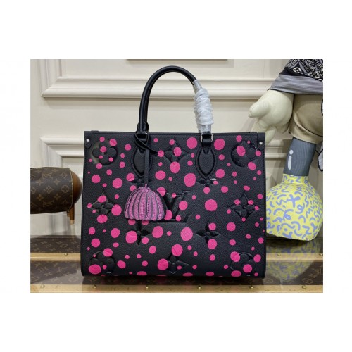 Louis Vuitton M46418 LVxYK OnTheGo MM Bag in Black and Fuchsia Monogram Empreinte Leather with Infinity Dots print Louis Vuitton M46418 LVxYK OnTheGo MM Bag in Black and Fuchsia Monogram Empreinte Leather with Infinity Dots print