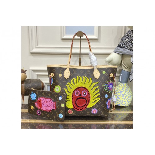 Louis Vuitton M46447 LVxYK Neverfull MM Bag in Monogram coated canvas with Faces print and embroidery Louis Vuitton M46447 LVxYK Neverfull MM Bag in Monogram coated canvas with Faces print and embroidery