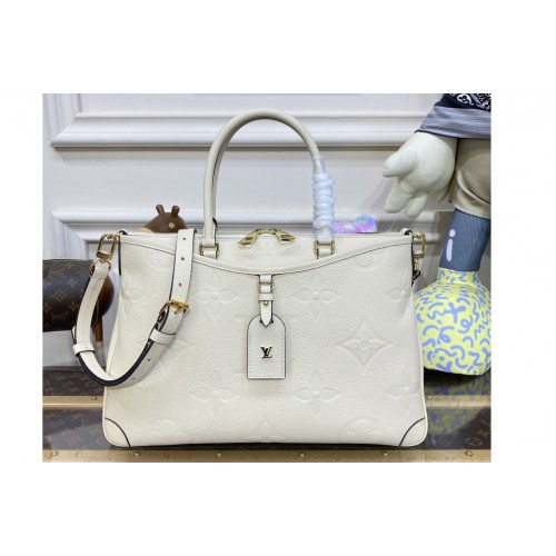 Louis Vuitton M46487 Trianon MM tote Bag in White Monogram Empreinte leather