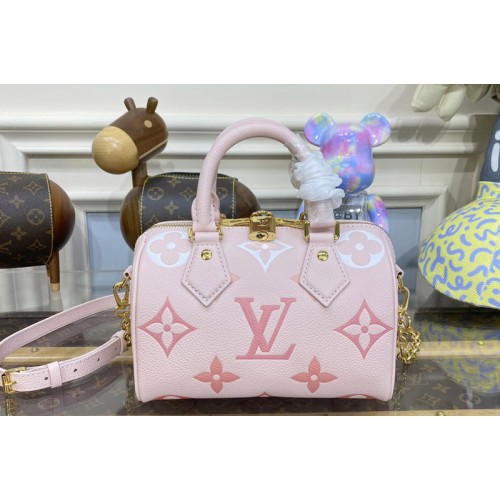 Louis Vuitton M46518 Speedy Bandoulière 20 Bag in Pink Monogram Empreinte leather Louis Vuitton M46518 Speedy Bandoulière 20 Bag in Pink Monogram Empreinte leather