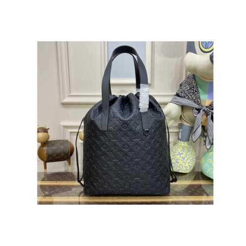Louis Vuitton M46554 Helmet Bag in Black Embossed Taurillon Monogram cowhide leather