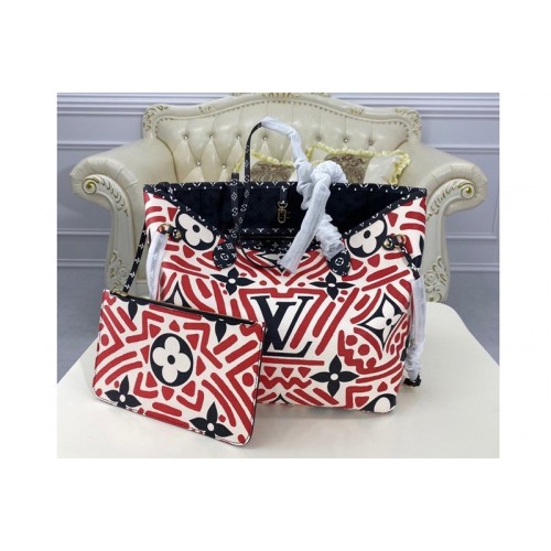 Louis Vuitton M56583 Crafty Neverfull MM tote bag in Cream and Red Monogram Giant coated canvas