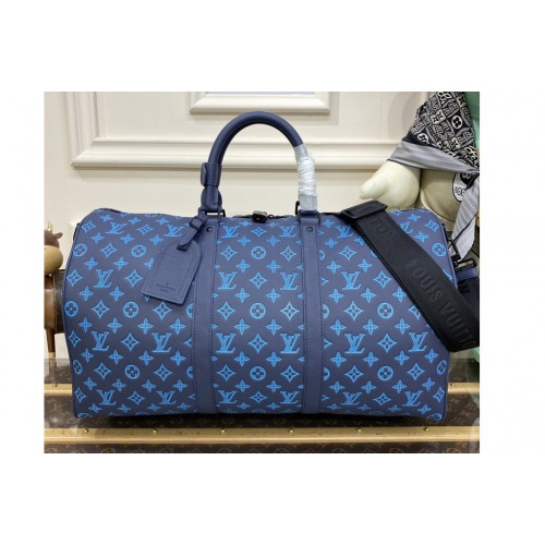 Louis Vuitton M46593 Keepall Bandoulière 50 bag in Navy River Blue Calf leather Louis Vuitton M46593 Keepall Bandoulière 50 bag in Navy River Blue Calf leather