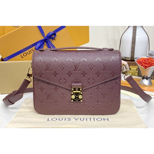 Louis Vuitton M46613 Pochette Metis MM handbag in Wine Red Monogram Empreinte embossed grained cowhide leather