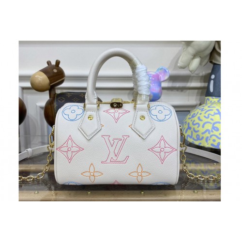 Louis Vuitton M46667 Speedy Bandouliere 20 handbag in Latte Red Monogram Empreinte Leather