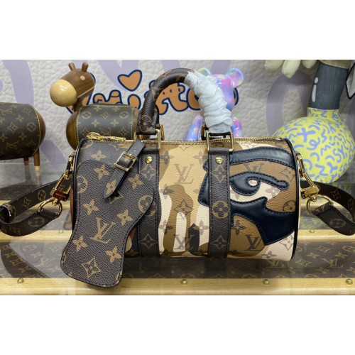 Louis Vuitton M46678 Keepall Bandouliere 25 bag in Brown Monogram coated canvas and cowhide leather