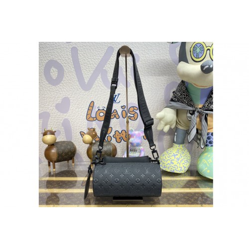 Louis Vuitton M46796 Soft Polochon PM Bag in Black Taurillon Leather