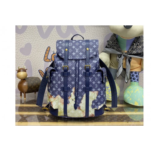 Louis Vuitton M46805 Christopher MM backpack in Ink Blue Monogram Bleach coated canvas Louis Vuitton M46805 Christopher MM backpack in Ink Blue Monogram Bleach coated canvas