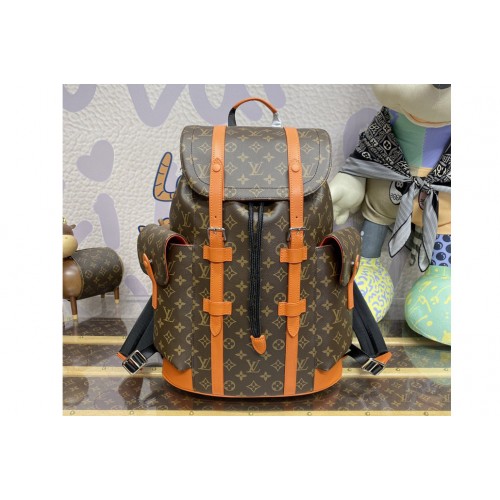 Louis Vuitton M46814 Christopher MM backpack in Monogram Macassar coated canvas and cowhide leather With Orange Louis Vuitton M46814 Christopher MM backpack in Monogram Macassar coated canvas and cowhide leather With Orange