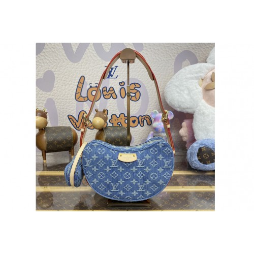 Louis Vuitton M46856 Croissant MM handbag in Denim Blue Monogram Denim canvas Louis Vuitton M46856 Croissant MM handbag in Denim Blue Monogram Denim canvas