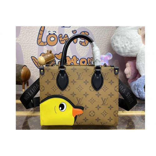 Louis Vuitton M47199 OnTheGo PM tote Bag in Monogram and Monogram Reverse coated canvas