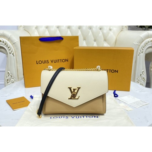 Louis Vuitton M56641 Mylockme Chain Bag in Arizona Brown Quartz White Caramel Brown soft calf leather Louis Vuitton M56641 Mylockme Chain Bag in Arizona Brown Quartz White Caramel Brown soft calf leather