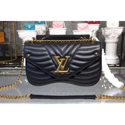 Louis Vuitton M51498 New Wave Chain MM Bags in Black Smooth calf leather