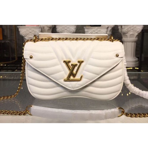 Louis Vuitton M51945 New Wave Chain MM Bags in White Smooth calf leather