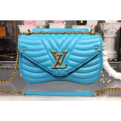 Louis Vuitton M51946 New Wave Chain MM Bags in Blue Smooth calf leather