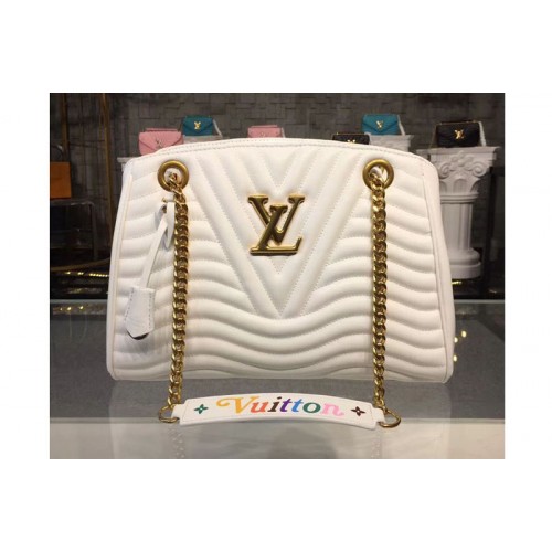 Louis Vuitton M51978 New Wave Chain Tote Bags in White Smooth calf leather