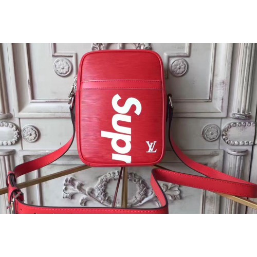 Louis Vuitton M53417 Supreme x Danube PM Bag in Red Epi Leather